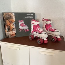 HUDORA Rollschuh Roller Skate weiß pink, Gr. 36-39 - Verstellbare Rollschuhe