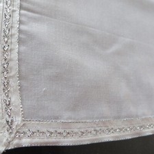 Mitteldecke Deckchen Tischdecke Deko Weiß/Silber Borte Hochzeit Taufe 39x39cm