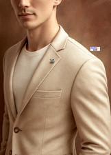 Tom Tailor Herren Sakko Beige Leinen-Baumwoll-Mix  2-Knopf Casual GR1021-50