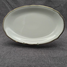 Servierplatte oval Porzellan 33 cm Triptis Porzellan weiß Wellenrand Goldrand