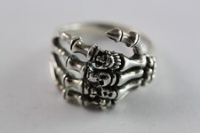 TOTENKOPFRING HAND TATTOO BIKER SKULL RING 925 ECHT SILBER / 278