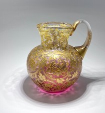 Moser Glaskrug rot farblos