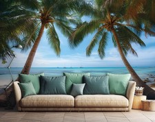 Fototapete Strand Palmen Ozean Meer Wohnzimmer VLIES TAPETE XXL + KLEISTER 353