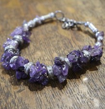 Amethyst Splitterarmband  cm 20-24 cm lang - große Steine ca. 6 - 8 mm - (S26)