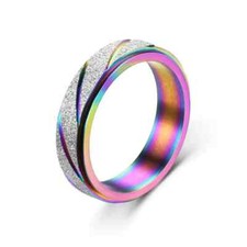 Ring - drehbar - lila multicolor - Damen Gr. 55-60 - Zirkonia frosted Edelstahl
