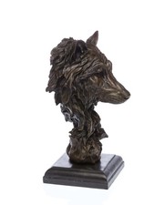 Bronzeskulptur Büste Wolf