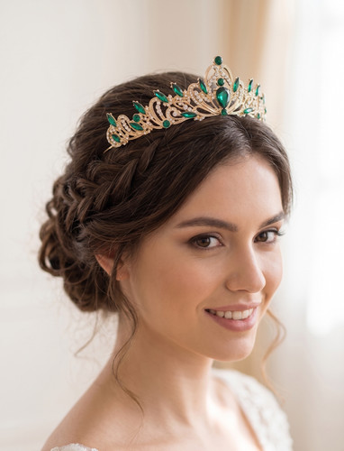 Edle tiara gold mit grünen - edle,