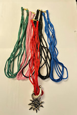 Trachtenkette  1 x Anhänger Edelweiß  +5 Bänder Damen Rot Schwarz Rosa blau grün