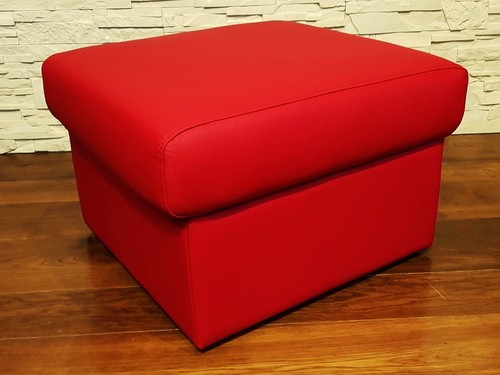Rot echt leder hocker - leder,