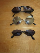 3 xSonnenbrille Partybrille schwarz unisex Hippie trendy rund jung alt