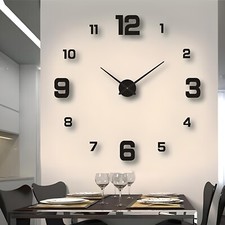 Wanduhr Groß Deko 3D Design Spiegel Wand DIY Uhr Wandtattoo Stylisch Wohnzimmer