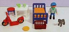 Playmobil Kinderzimmer Junge Roller Bett Tisch Hocker Wecker Frisbee Hund #12