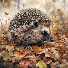 Deko Bild Wald Igel Laub
