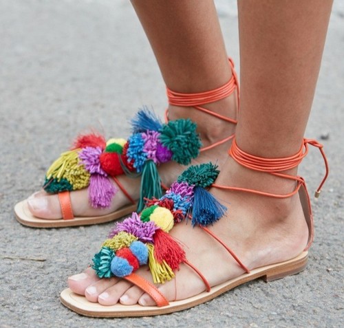 Bohemian boho pompoms hippie - bohemian,