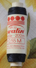 DDR Nowalin Garn Baumwolle Zwirn Nr.50 200m schwarz VEB Zwirnerei Glauchau IK