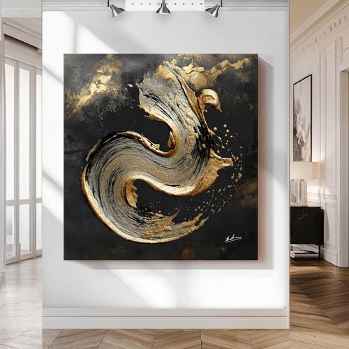 Abstraktes wandbild xxl gold - abstraktes,