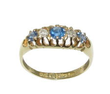 Damen Vintage 18ct Gelbgold, Diamant & Saphir Ring Größe M 1/2