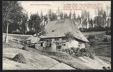 AK Waldau /Schwarzwald, Im Glashof wurde die erste Schwarzwälderuhr von Gebrüde 