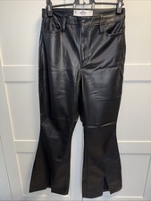 Kunstlederhose Schwarz Hollister 29 Weite Ausgestellt Mit Schlitz High Waist