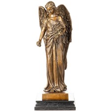 Skulptur Engel mit Bronzeblumen nach Auguste Moreau