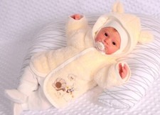 Babyjacke Jacke Baby Jäckchen mit Kapuze Kapuzenjacke in Creme