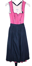 Krüger Feelings Designer Dirndl Pink Rosa blaue Schürze Punkte 32/34 wie NEU