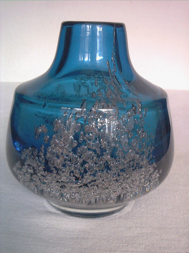 Vintage glas vase blau schott - vintage,