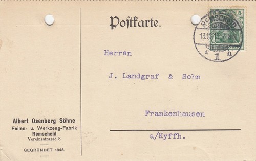 Remscheid postkarte 1913 - remscheid,,