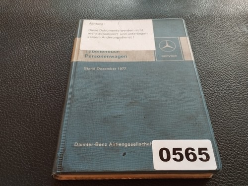 565 mercedes benz - benz, tabellenbuch
