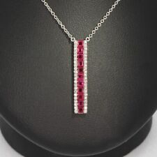 Wert 1490 € Diamant Rubin Collier 585 14 Karat Weiß Gold