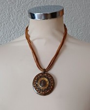 Modeschmuck Kette mit schwerem Metallanhänger Azteken Maya Vintage Retro