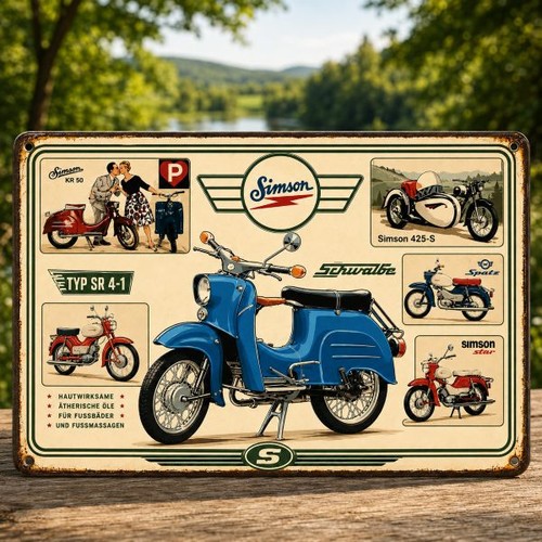 Blechschild simson moped ddr - ,