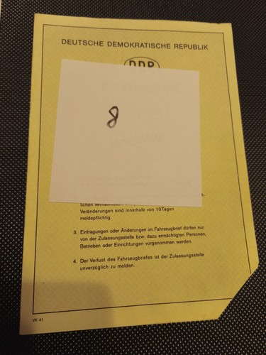 Ddr kfz brief etz 150 - kfz,