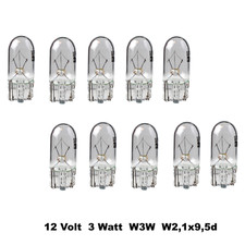 20x 12V 3W W2,1x9,5d W3W Glühlampe Autolampe Glassockellampe Glühbirne  6A41w