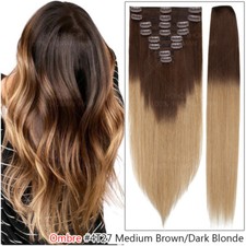 Dick Echthaar Clip In Remy Haar Extensions Haarverlängerung 8Tressen Haarteil DE