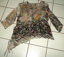 SEIDEN Bluse Oberteil Gr. L XL 40 42 44 BUNT Designer Bluse M. Abbas Zipfel neu
