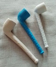 3 Stück Weckmann Pfeifen - Tonpfeife Kunststoff-Pfeifen - weiss & blau - 12 cm