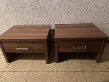 2 Stk. Nachtschränke Nachttische Nachtkommoden Nussbaum Dekor