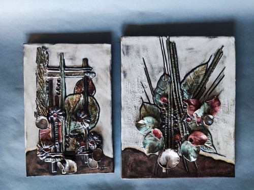 Vintage keramik wandrelief - 2x,