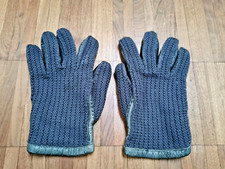 Autofahrer Handschuhe Leder schwarz grün  70er retro Gr. 8 1/2 - 9