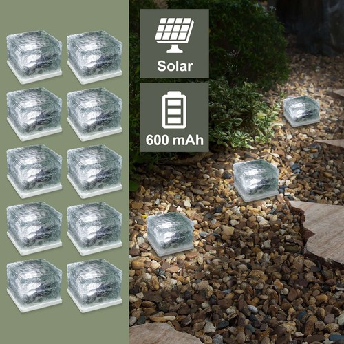 10er set led solar glaswürfel - solar,