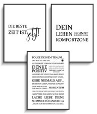 Sprüche Poster A4 Plakat 3er