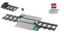 LEGO Eisenbahn 60198 Schienen Gerade mit Bahnübergang Prellbock