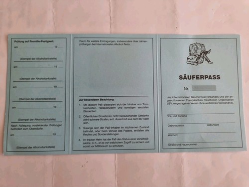 Säuferpass scherzausweis - säuferpass,