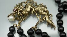 KAI-YIN LO - Franklin Mint – Onyx mit Sterling Silber Drache Halskette / Brosche