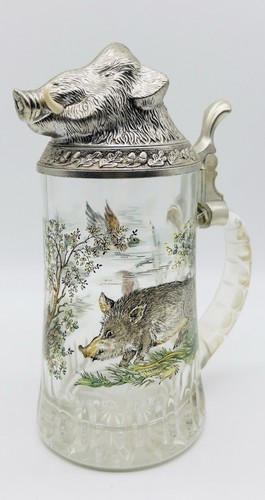Bierkrug mit zinndeckel - bierkrug,
