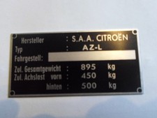 Typenschild citroen schild - typenschild,