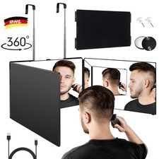 360 Grad Spiegel mit Licht Klappspiegel 3 Teilig Haare Selbst Schneiden Dimmbar