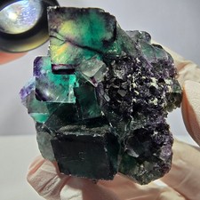 Phantom Fluorit Würfel Stufe, parkettiert grün lila Okorusu, Namibia 59*46*39mm