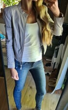 Kunstleder Biker Jacke grau hellgrau nude 36/s amisu Neu!